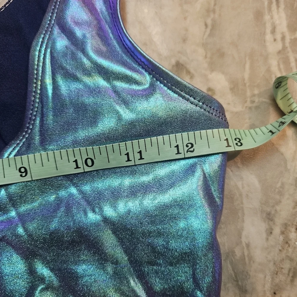 NWT Justice Iridescent One Piece Swimsuit Girls 14 UPF 50+